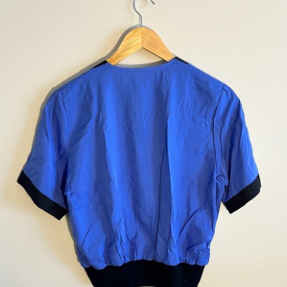 Purple-y Blue Blouse with Gold Buttons - Picture 2 of 2